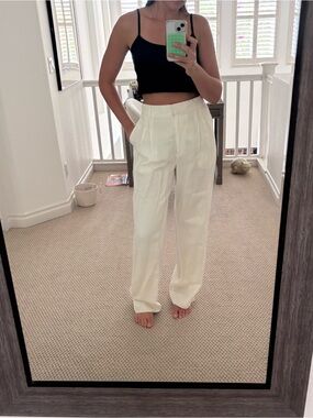 Wilfred Cream High-Waist Pleated Trousers